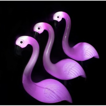 Садовый светильник КОСМОС Три розовых фламинго